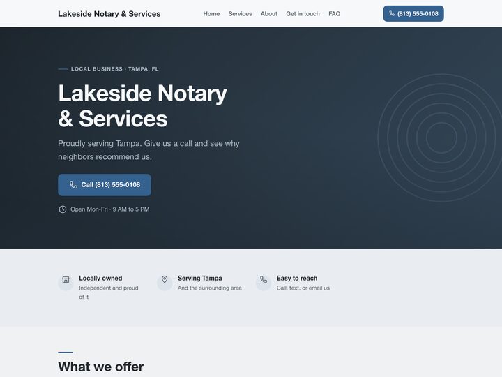 Demo website for Lakeside Notary & Services